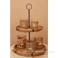 Natural Rattan and Glass Tea Light Holders